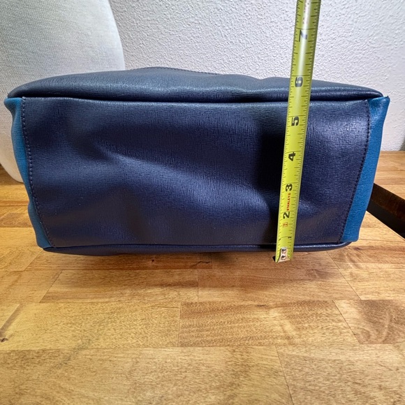 Coach Blue Saffiano Leather Colorblock North South Zip Top Tote 23891 - Picture 7 of 15